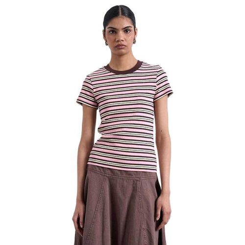 TOPSHOP Sally SS Stripe Rib Short Tee